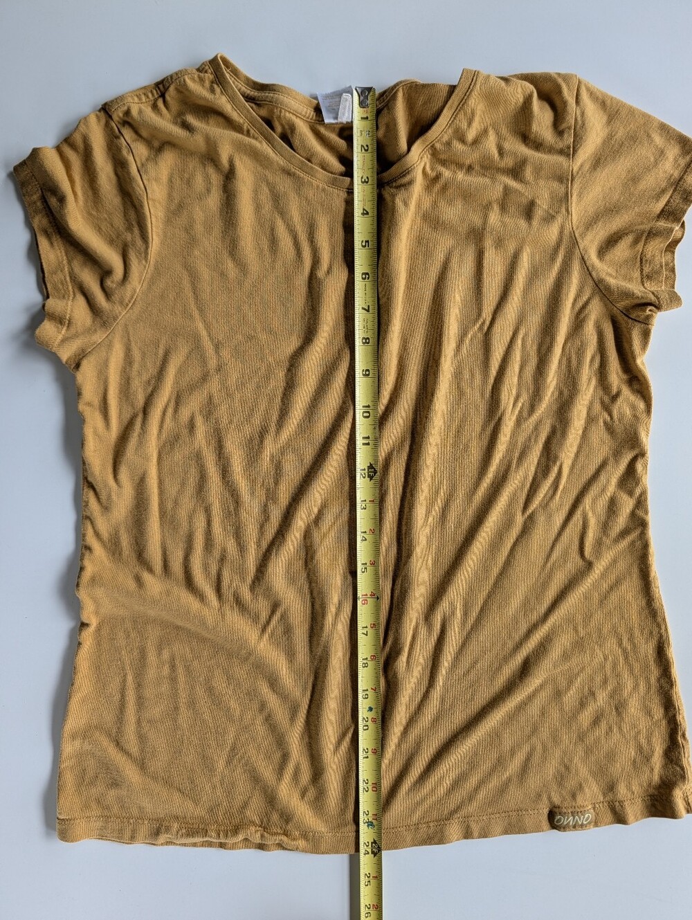 Onno Bamboo Tee Shirt Short Sleeve Yellow Ochre Mustard Women's Size Large - Picture 5 of 7